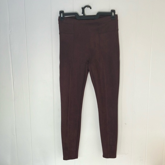 SPANX FAUX SUEDE‎ Leggings Pants Size Medium Color Merlot (red purple brown) - Picture 1 of 5